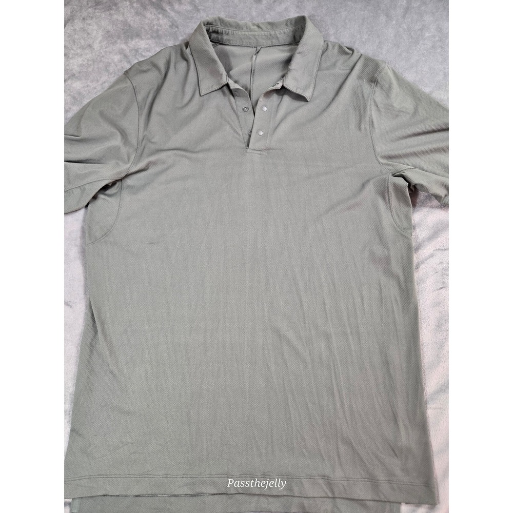 Lululemon Shirt Mens Large Polo Outdoors Golf Snap‎ Button Green Tech Evolution